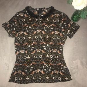 Marc Jacobs Strawberry Thief Crepe Peplum Blouse